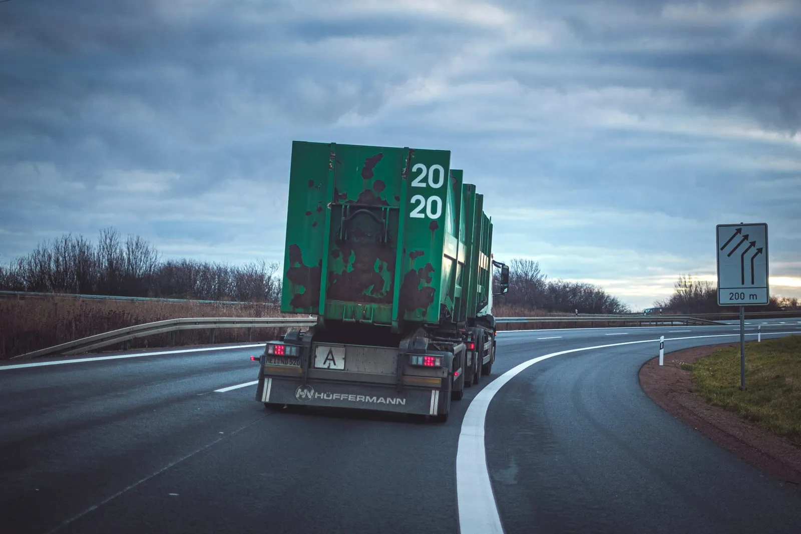Container truck on a highway